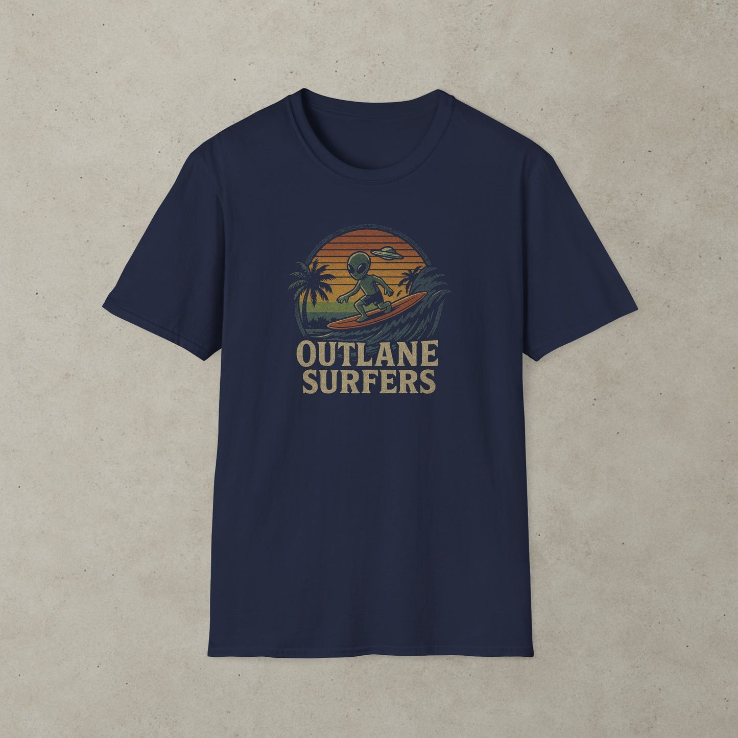 Faded Outlane Surfer Pinball Graphic T-Shirt