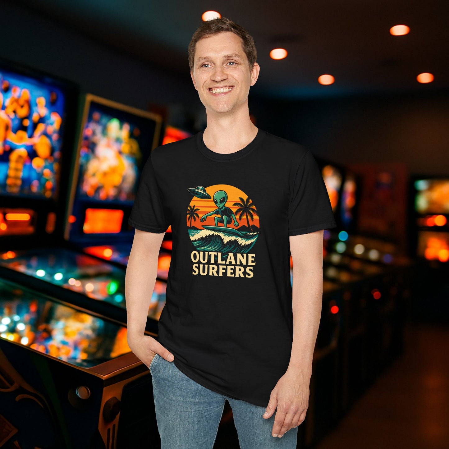 Outlane Surfer Pinball Graphic T-Shirt