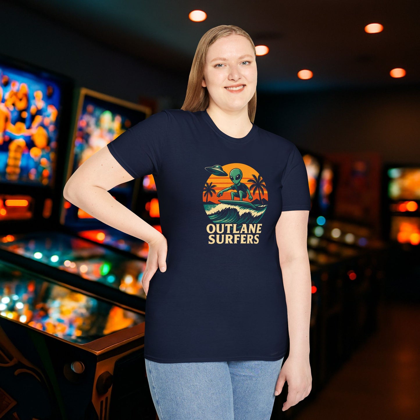 Outlane Surfer Pinball Graphic T-Shirt