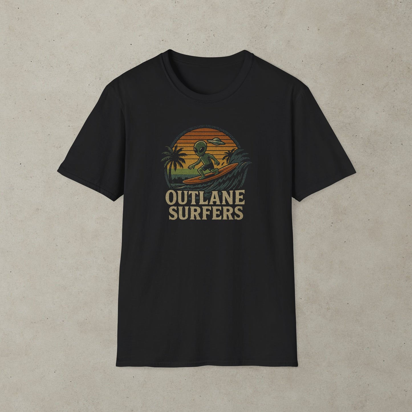 Faded Outlane Surfer Pinball Graphic T-Shirt