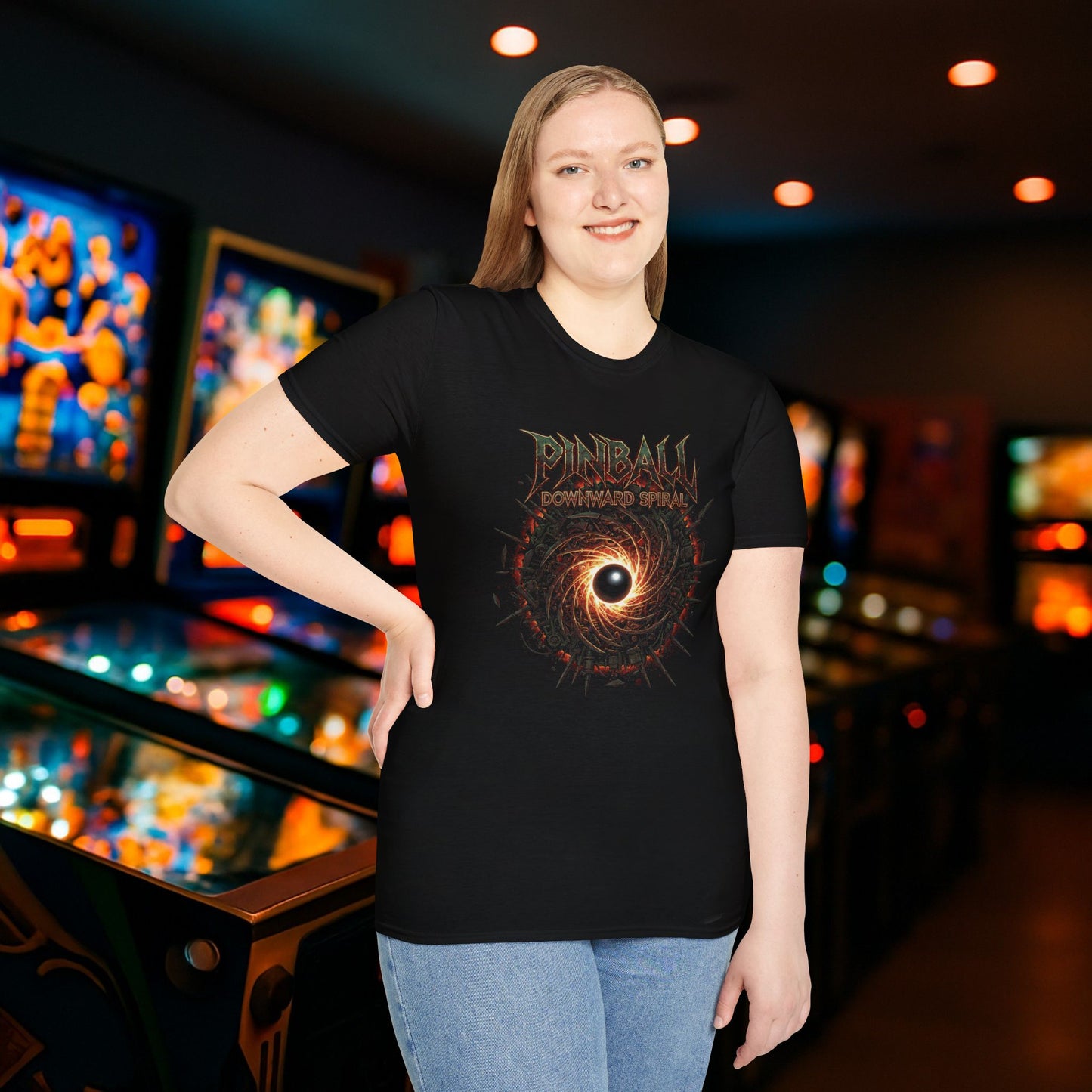 Pinball Downward Spiral Pinball Graphic T-Shirt