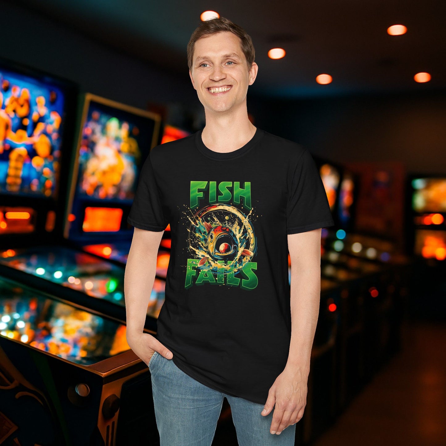 Fish Fails Pinball Graphic T-Shirt